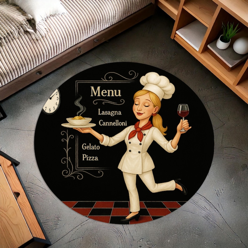 Blonde Chef Round Kitchen Rug, - огляд і ціна Camping Cooking Gifts