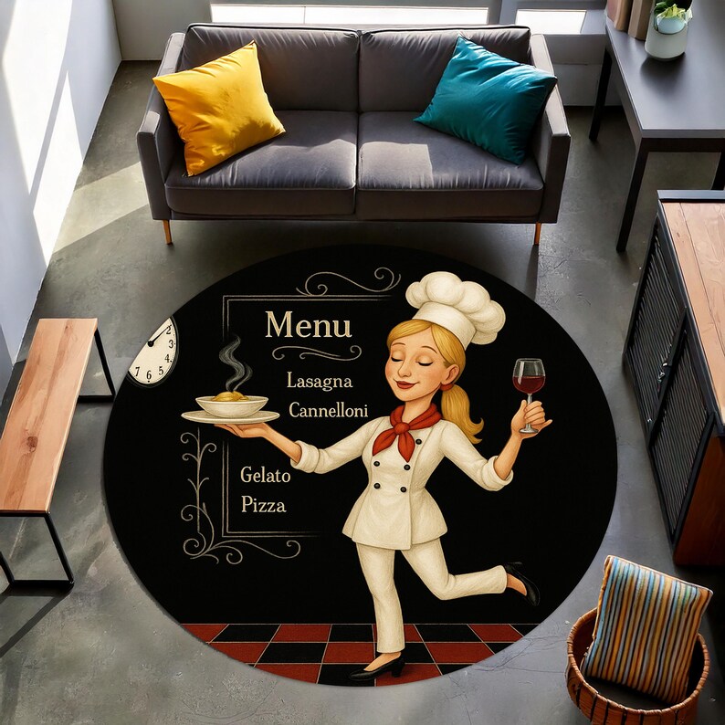 Blonde Chef Round Kitchen Rug, - огляд і ціна Camping Cooking Gifts