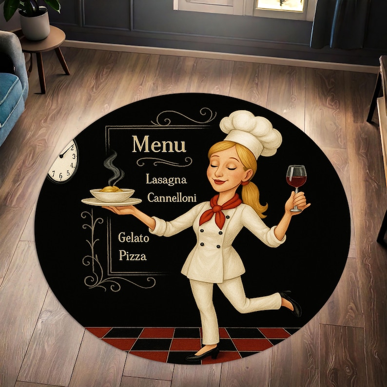 Blonde Chef Round Kitchen Rug, - огляд і ціна Camping Cooking Gifts