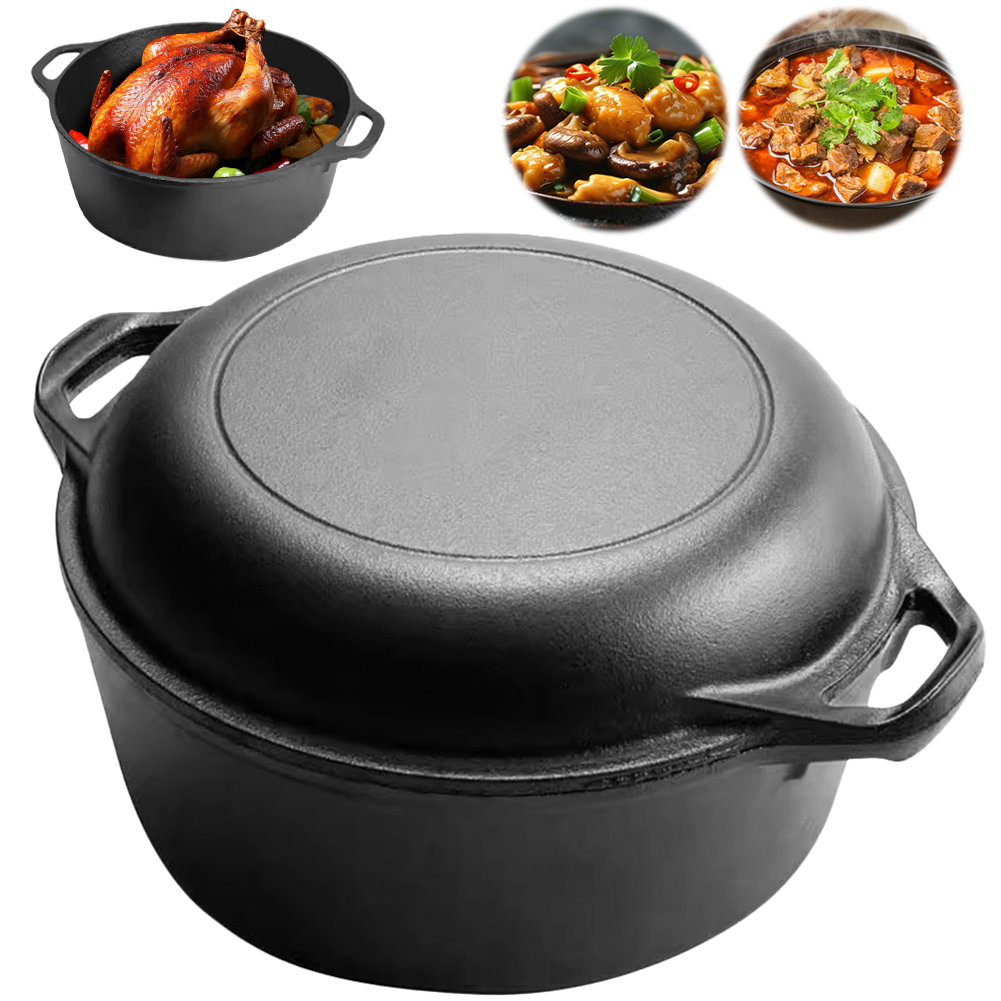 2 in 1 Cast Iron Dutch Oven Po - огляд і ціна Skillet Cast Iron Camp