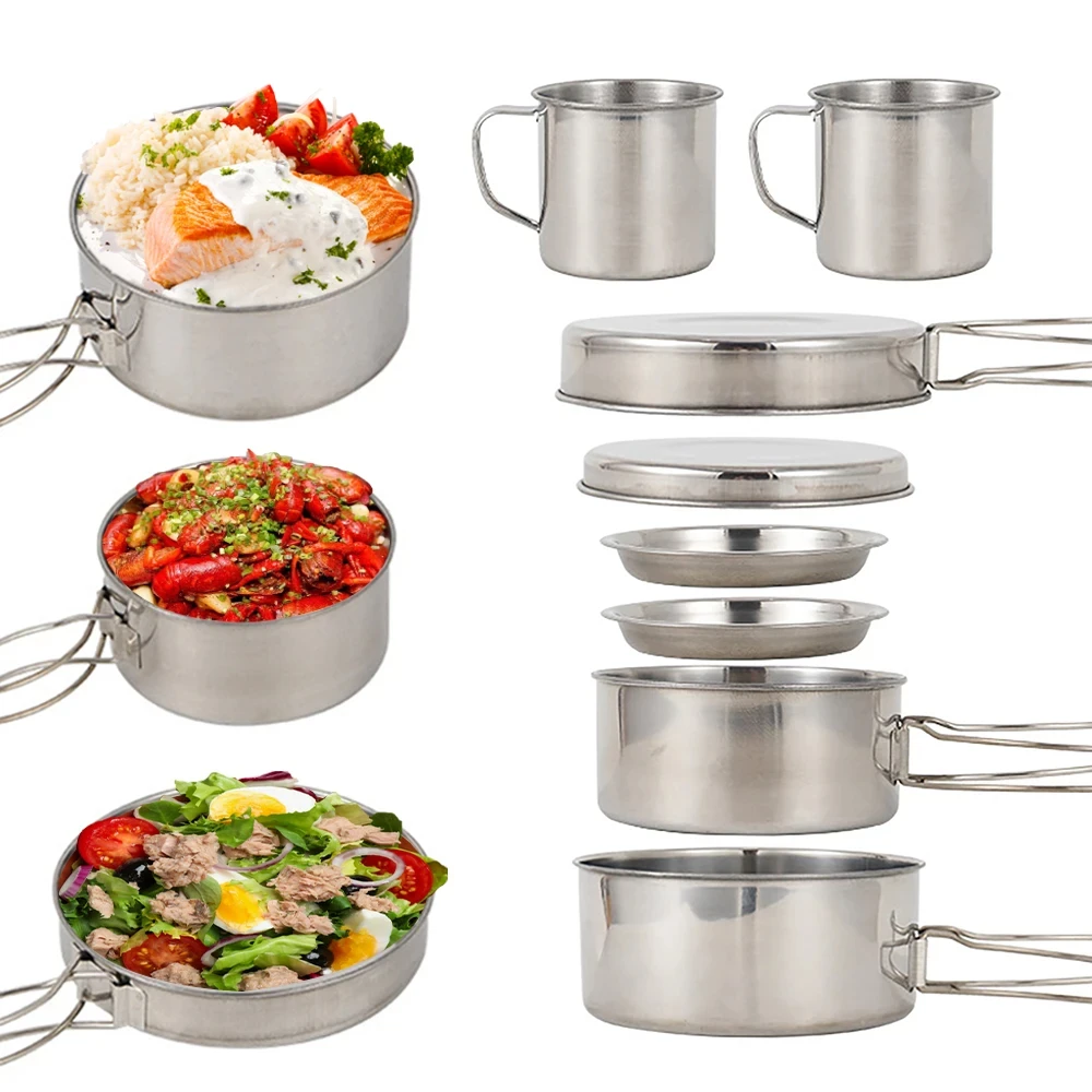 8pcs/Set Camping Cookware Mess - огляд і ціна Camping Cooking Rice