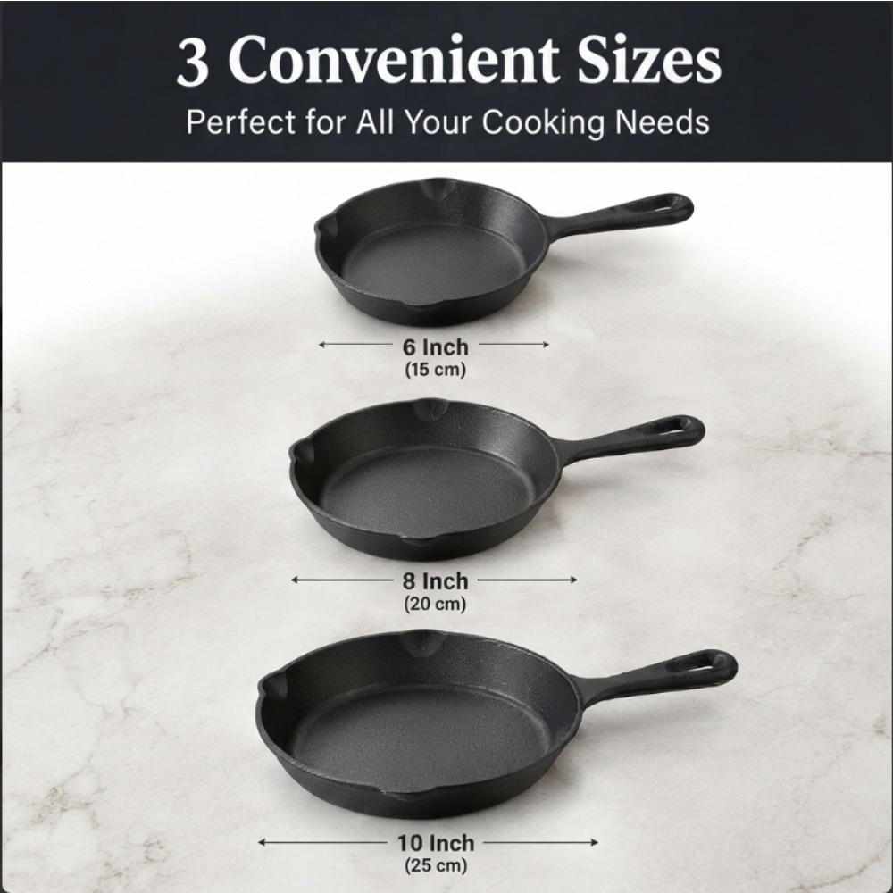 3-Piece Cast Iron Skillet Set, - огляд і ціна Skillet Cast Iron Camp