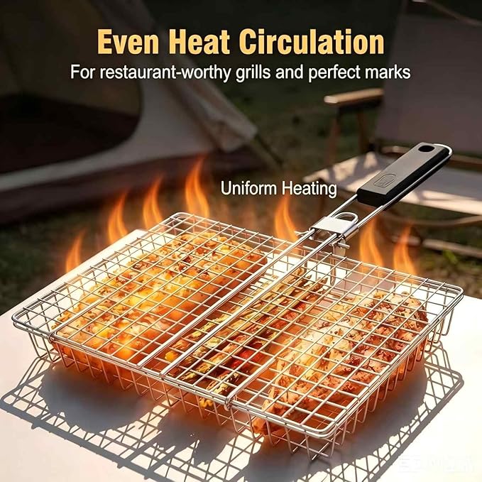 Grill Basket Large Portable Fo - огляд і ціна Camping Cooking Gifts