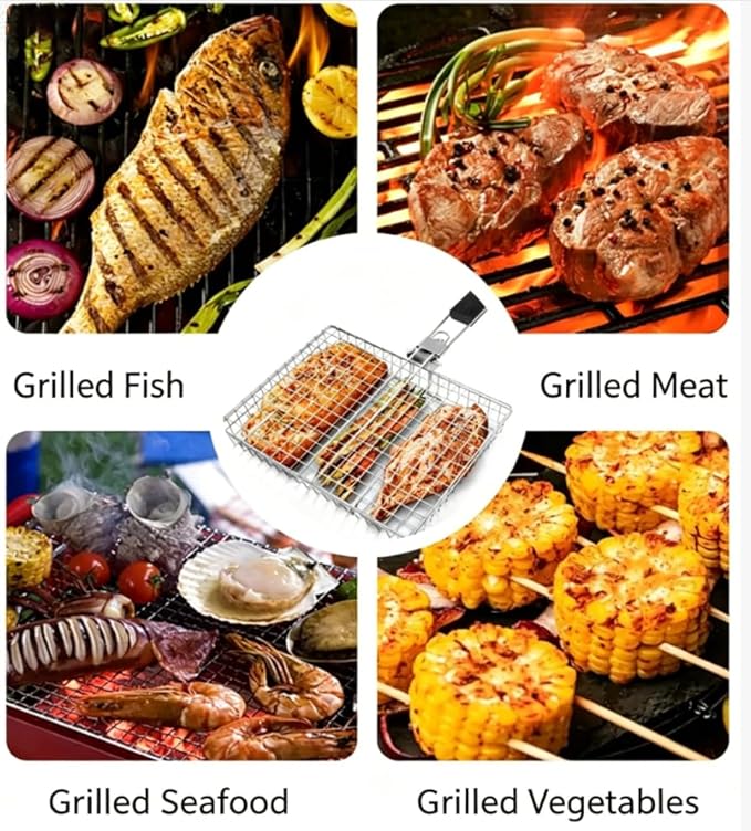 Grill Basket Large Portable Fo - огляд і ціна Camping Cooking Gifts