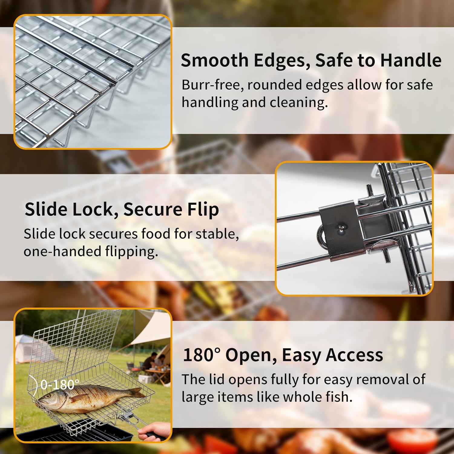 Grill Basket Large Portable Fo - огляд і ціна Camping Cooking Gifts